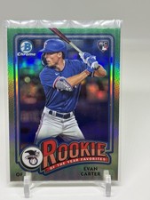 Evan Carter Rookie Of The Year Favorites Chrome 2024 Bowman Card #ROY-12 Rangers