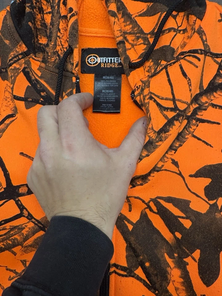 Outfitters Ridge Fusion 3D Camo Orange Zip Up Men’s Medium Hunting Sweatshirt - Image 3 of 4