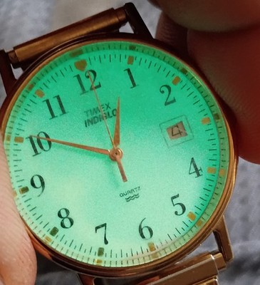 Refurbished Classic Timex Indiglo Watch With Speidel Basket Weave Band