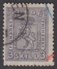 NORWAY, 1867 - Sc# 13 - 1sk - USED