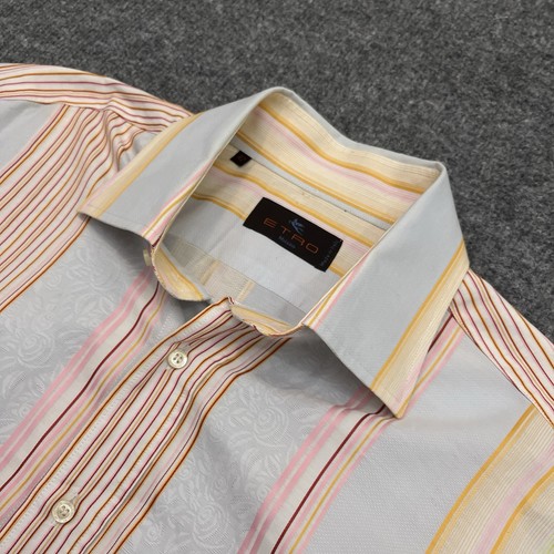 Etro Milano Shirt Size 42 Multi Color Vertical Stripe Long Sleeve Made in Italy