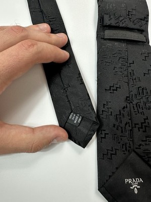 Prada Monogram Silk Tie Men's Black Classic | eBay