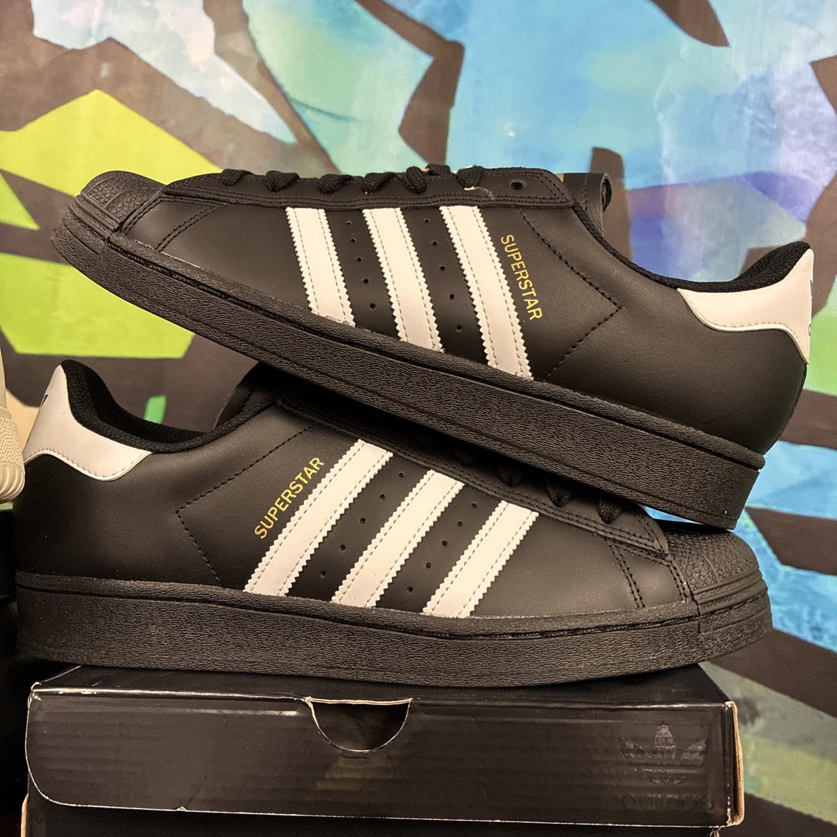 Size 10 - Adidas Superstar ADV Black White | eBay