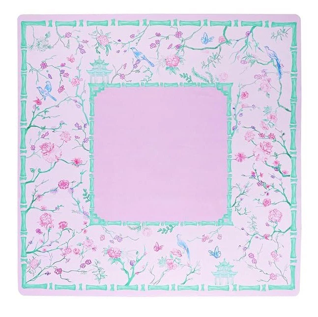 Mahjong Table Mat Chinoiserie Floral Bamboo Birds Anti-Slip Game Mat Cover