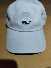 Vineyard Vines Leather Strapback Adjustable Hat Cap Whale Men Women Blue