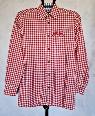 Shirt Authentic Wiesn Konig Trachten Tyrol Oktoberfest Dirndl Men :15 1/2 /Eu 40