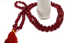 RED AGATE MALA 108 NECKLACE PRAYER BEADS, RED ONYX BEADS 6MM BEAD MALA HINDU OM