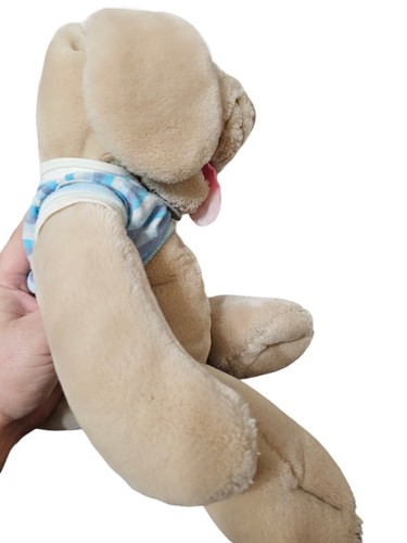 Peluche vintage Ganzbros rughe cucciolo cane pupazzo mano 1981 marrone chiaro - Foto 4 di 6