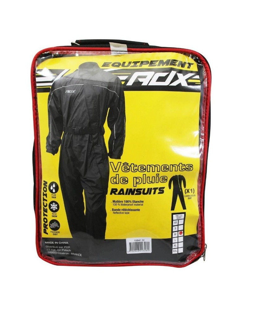 Combinaison pluie imperméable haute performance noire à taille ajustable