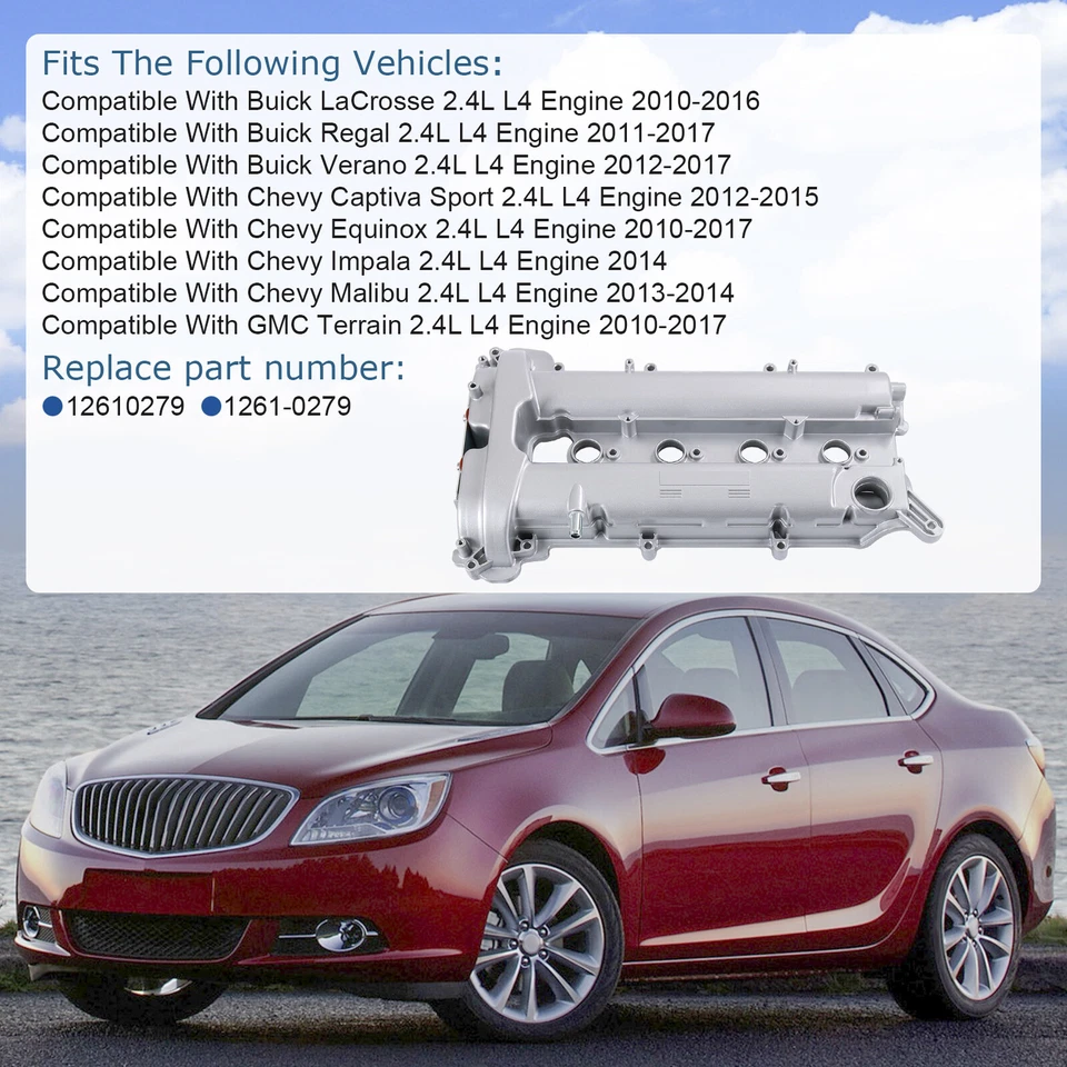 Cubierta de válvula para 10-17 Chevy Equinox Malibu Impala Buick Regal Verano LaCrosse Foto 3 de 4