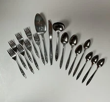 Oneida Community "MY ROSE" Stainless Flatware Lot of 17  Forks Spoons ladle etc.