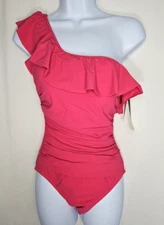 Profile by Gottex Tutti Frutti Ruffle One-Shoulder One-Piece Swimsuit Size 6 NWT