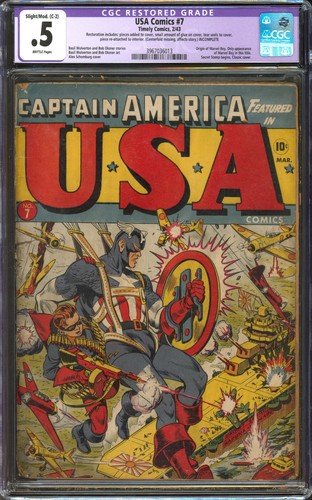 USA Comics #7 CGC 0.5 Restored | Timely 1943 |Classic Schomburg WWII Cover Grail