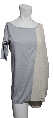 Weekend Max Mara Medium Top Blouse silk tunic boat neck colorblock