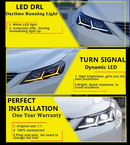 Headlight Assembly For Toyota Mark X 2010-2013 FULL LED Beam Projector LED DRL - Picture 14 of 18