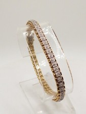 7 " MULTI-TONED STERLING SILVER TENNIS BRACELET w 48 SINGLE CUT DIAMONDS