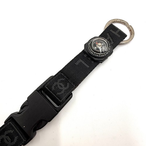CHANEL Neck Strap Nylon Black Silver CC Auth 776 - Picture 3 of 7