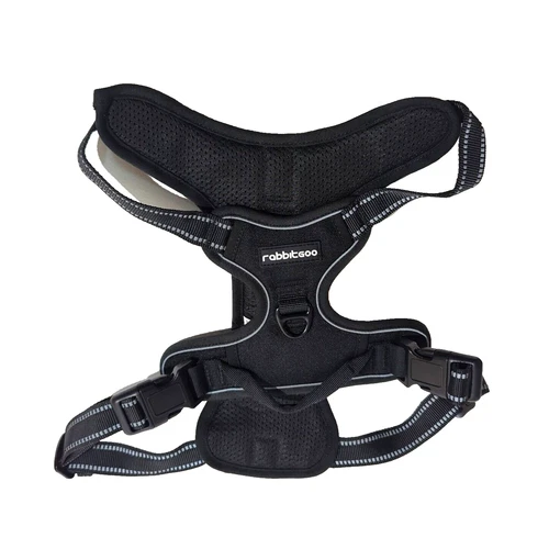 Rabbitgoo Hundegeschirr No-Pull Haustiergeschirr mit 2 Leinenclips, verstellbar L schwarz