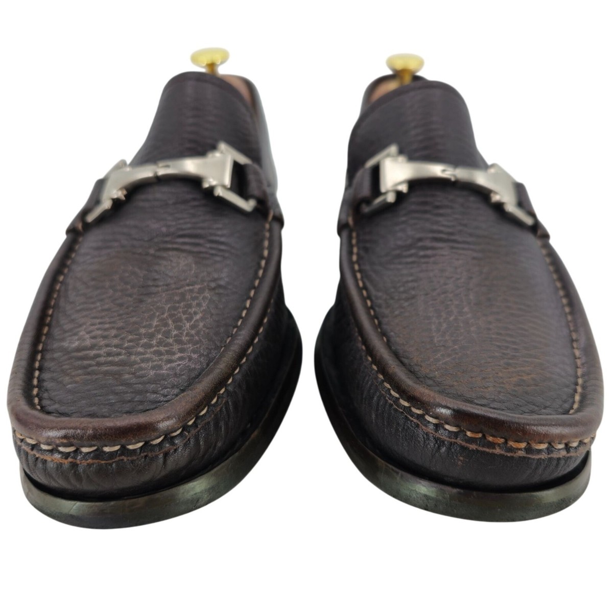 Allen Edmonds Made In Italy Brown Pebbled Leather Bit Loafers Allen Edmonds Italy Firenze Dress Shoes Men 9 Brown Pebble  main image 2