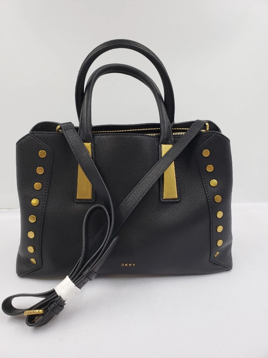 DKNY EWAN Pebbled Leather Satchel Handbag Brass Hardware $268 | eBay