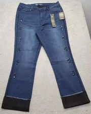 DG2 (809063) by Diane Gilman Women's Denim Embellish Ankle Jeans, Midtne, 20W