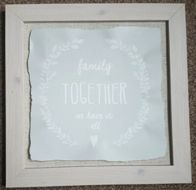 Familie zusammen haben wir alles Zitat Wand gerahmte Plakette Bild Wohndeko 