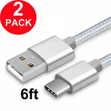 2-Pack 6ft Type-C to USB-C Fast Charging Cord Cable for Samsung Galaxy S21 Ultra