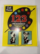 NEW NOS Craftmaster 1975 Black Velvet Paint By Number Panda Sweethearts 10221