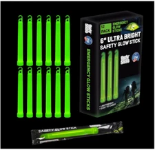 Military Grade Green Glow Sticks -12 Pack - 12 Hour Bulk Tactical Light Sticks