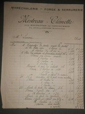 ancienne facture Doué la Fontaine  1930 mestreau Clémotte maréchalerie