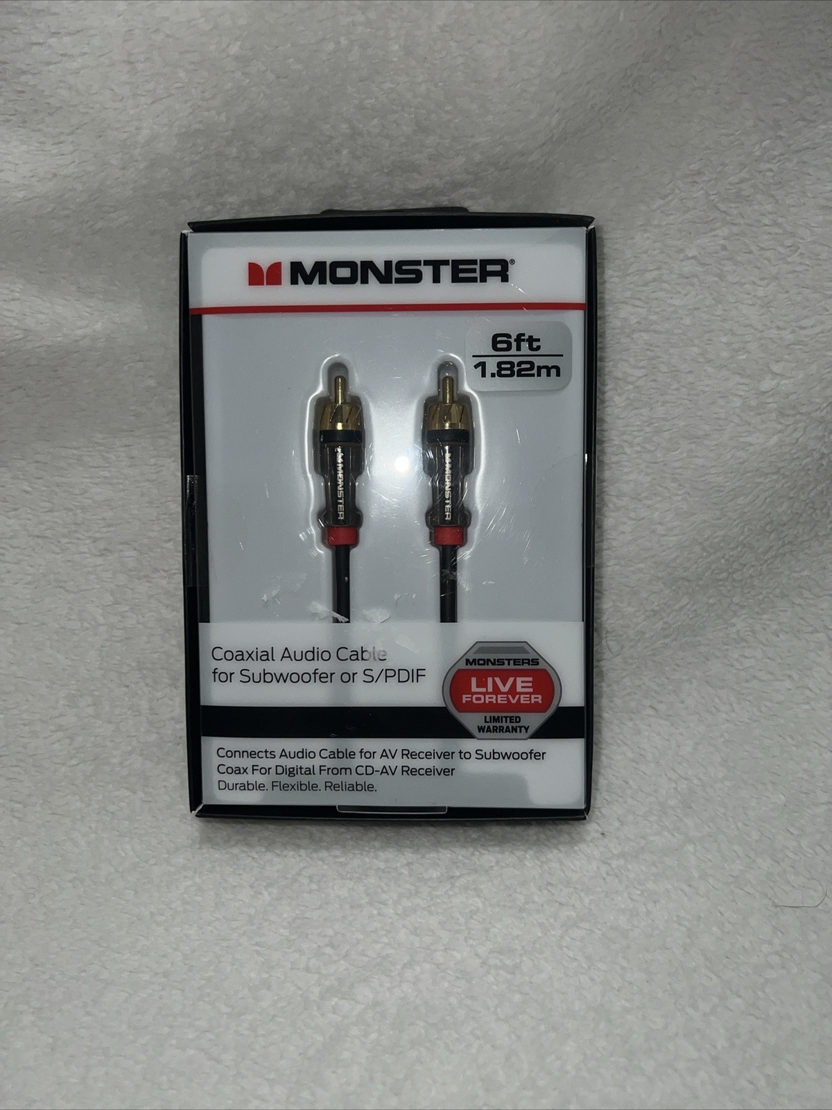 Monster Coaxial Audio Cable for Subwoofer S/PDIF 6 ft AV CDAV Receiver