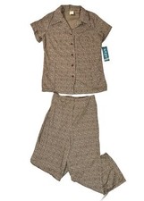   NOS Deadstock VTG 60 70s Gray Shirt Bell Bottom Disco Pant Suit Set Womens 12  