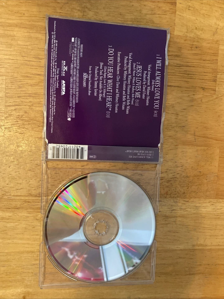 Whitney Houston I Will Always Love You UK Import 3 Track CD 1992 Arista Records Foto 3 de 4
