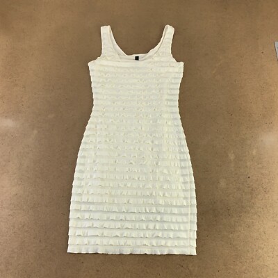 H&M Divided Women's Size 2 Ivory Sleeveless Layered Ruffle Bodycon Dress New