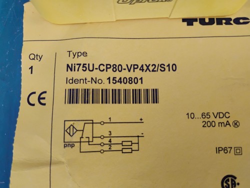 Turck Uprox Ni75U-CP80-VP4X2/S10 Inductive Sensor – With Increased Switching - Picture 4 of 4