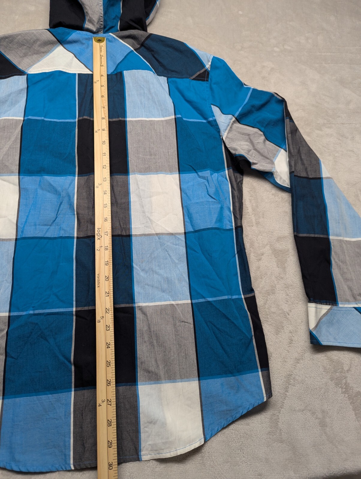 Gotcha Plaid Flannel Button Down Long Sleeve Hood… - image 11