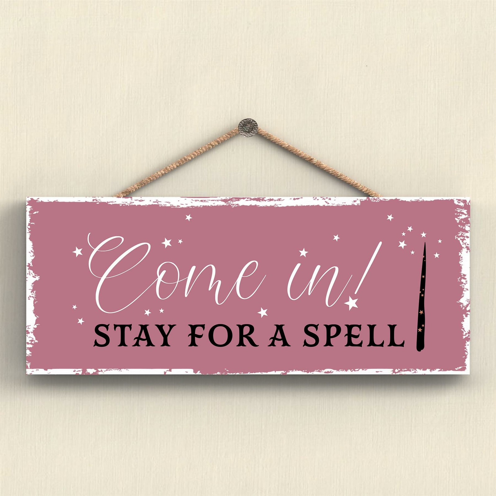 COME IN FOR A SPELL RECTANGLE WITCHCRAFT THEMED HALLOWEEN WOODEN HANGING PLAQUE