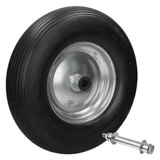 15" Roue de brouette caoutchouc increvable PU 4.80/4.00-8 Ø 390 mm avec axe
