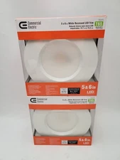 2Pc Commercial Electric T65 Recessed LED Trim Light ‎Ceiling Mount 5 & 6" White