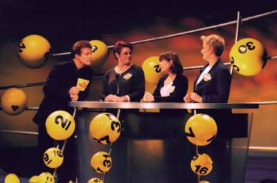 Presenter Peter Jan Rens on tv show WOORDWINNER 1990s Historic Old Photo