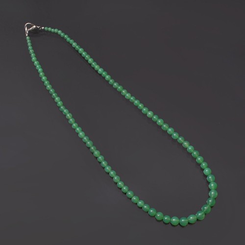 Beautiful Green Chrysoprase Smooth Round Gemstone Beads Handmade Necklace 18'' - Picture 5 of 15