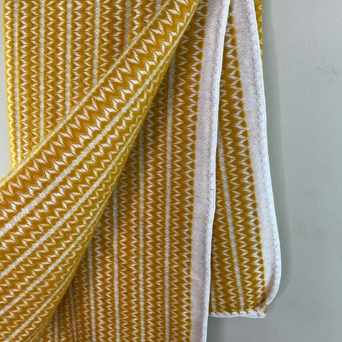TIE RACK London Yellow White Metallic Thread Throw Blanket FRANCE RARE - Picture 6 of 7