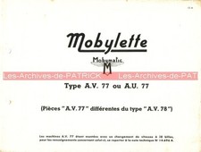 MOTOBECANE MOBYLETTE AV 77 AU 77 : Feuille isolée (pièces détachées) MOBYMATIC