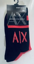 New Armani Exchange Sponge Socks 2 Pack Black  Pink/PinkWhite