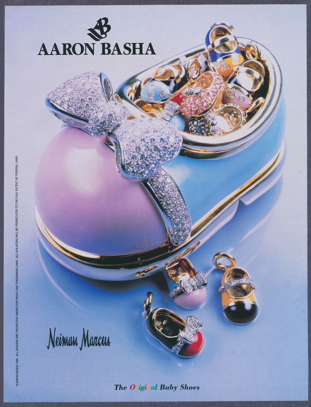 Charms Aaron Basha Neiman Marcus Nursery Decor Vintage Print Ad 1999