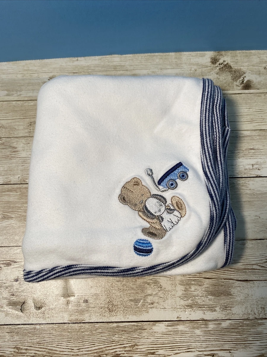 First Impressions Baby Blanket Teddy Bear Puppy Dog Ball Reversible Stripe Lovey