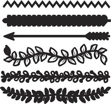 Darice Embossing Essentials 6 Dies Borders Stencil Die Cut Leaves Arrow