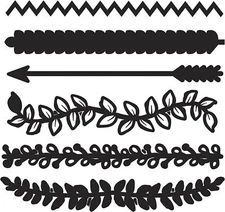 Darice Embossing Essentials 6 Dies Borders Stencil Die Cut Leaves Arrow