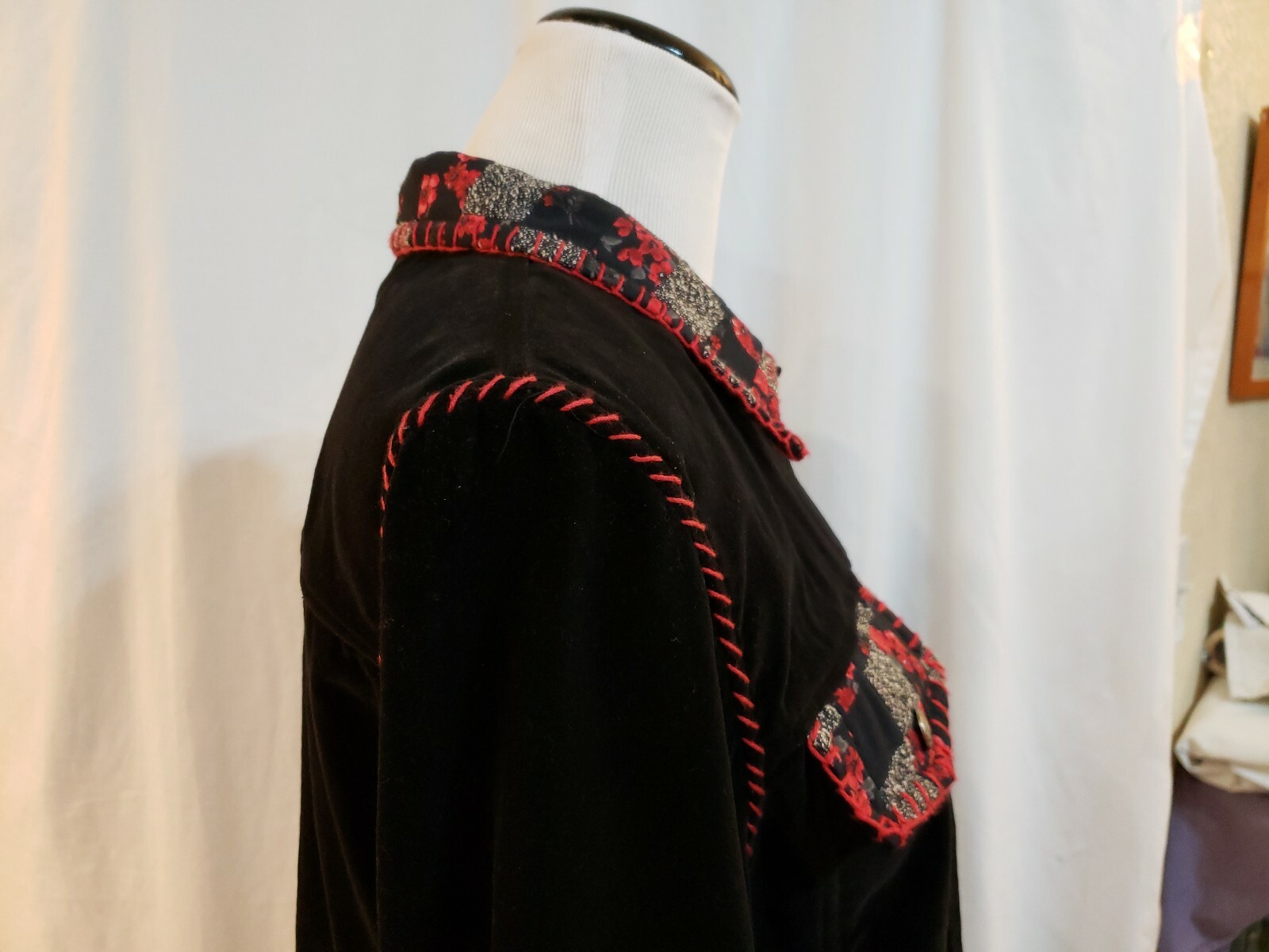 Stonebridge Black Velvet Patchwork Trim Western S… - image 7