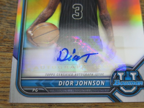 2021-22 Bowman University #BCPA-DJ Dior Johnson Chrome Prospect Autographs mint - Picture 5 of 8